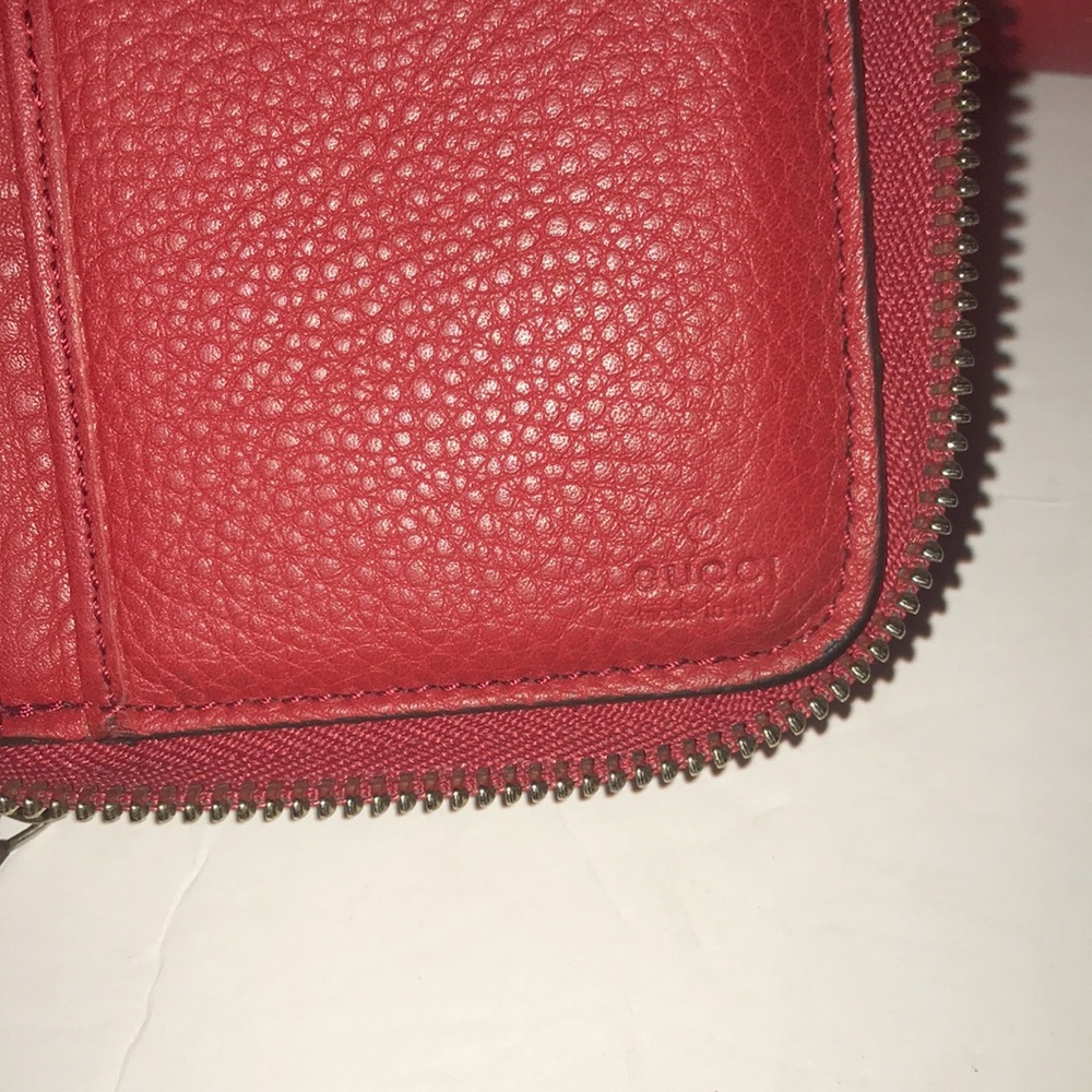 Red Leather Hobo Bag with Signature Embossed Logo - Picture 10 of 14